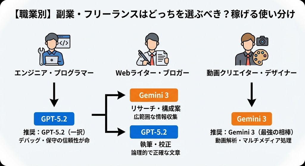 【職業別】副業・フリーランスはどっちを選ぶべき？稼げる使い分け