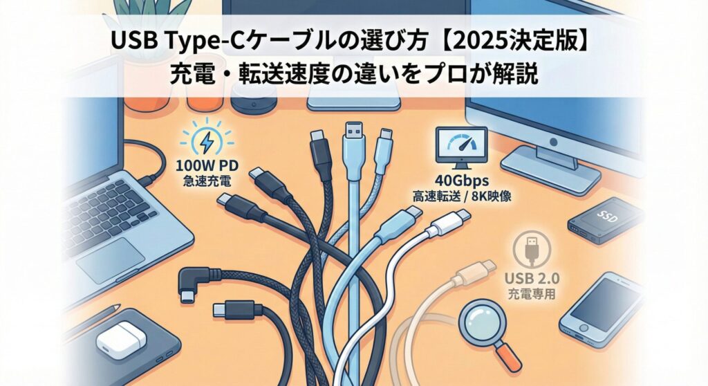 USB Type-Cケーブルの選び方【2025決定版】100均は危険?充電・転送速度の違いをプロが解説