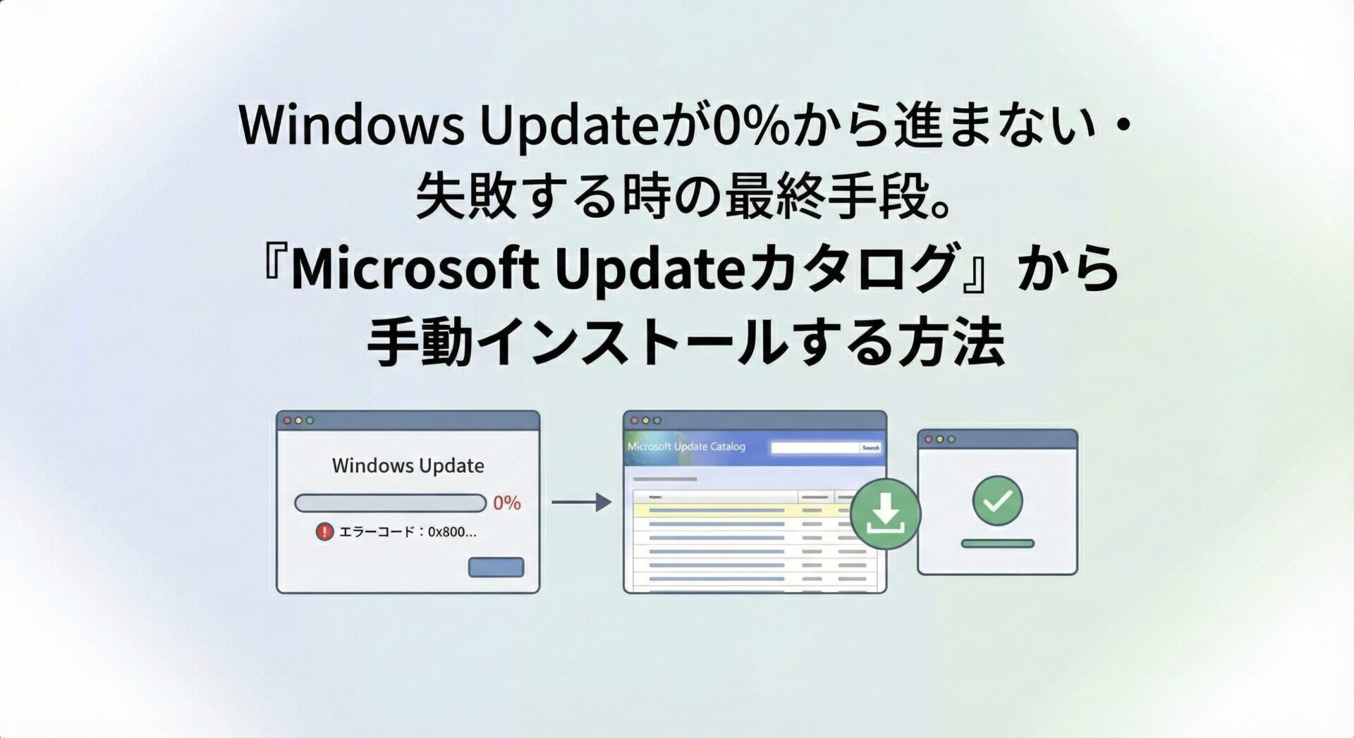 Windows Updateが0%から進まない・失敗する時の最終手段。「Microsoft Updateカタログ」から手動インストールする方法
