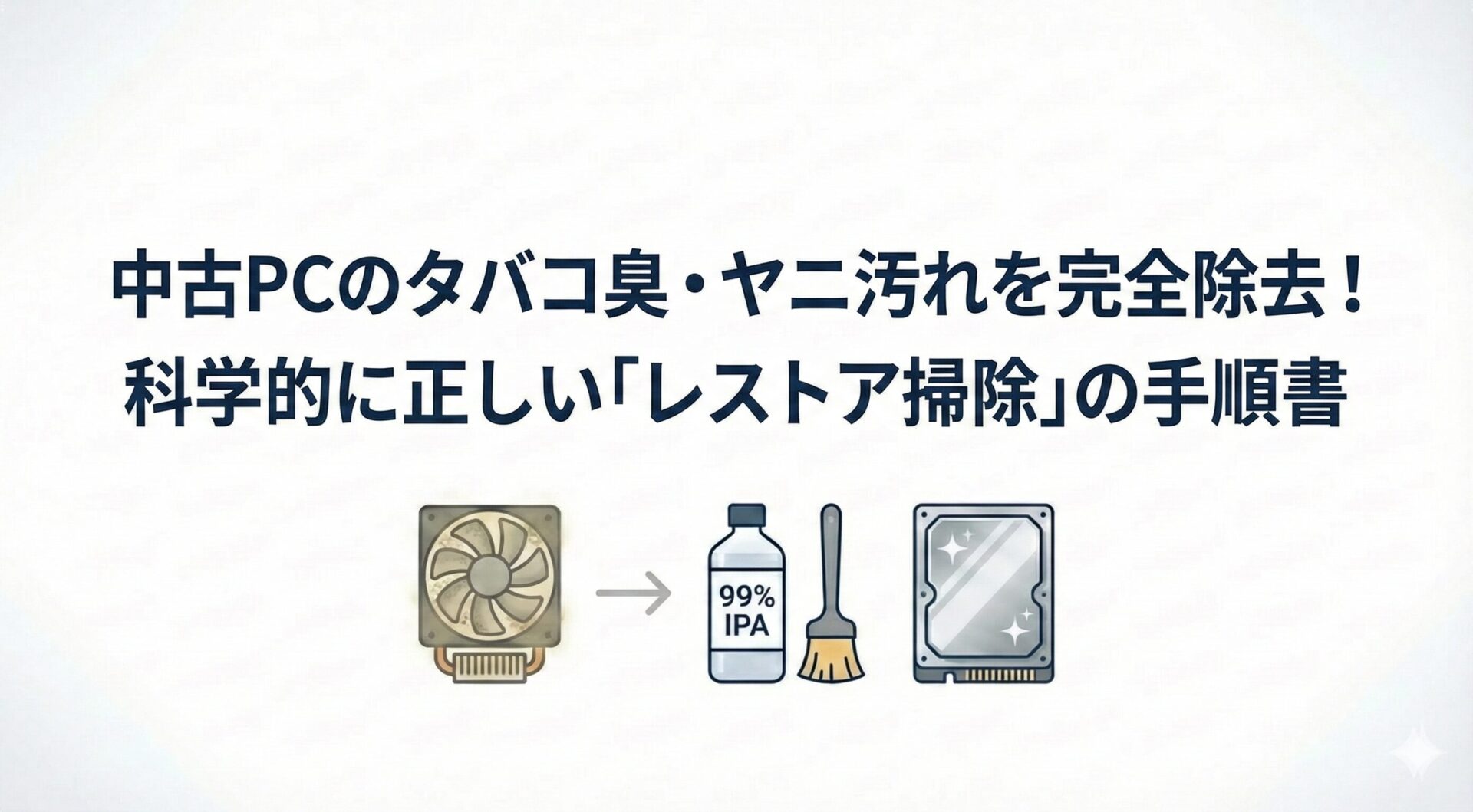 中古PCのタバコ臭・ヤニ汚れを完全除去！科学的に正しい「レストア掃除」の手順書
