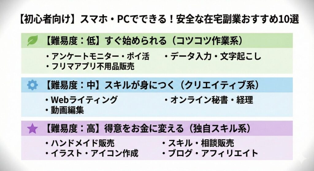 【初心者向け】スマホ・PCでできる!安全な在宅副業おすすめ10選