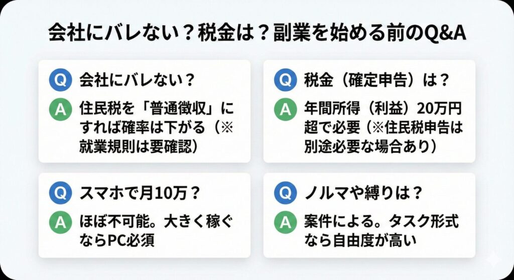 会社にバレない?税金は?副業を始める前のQ&A