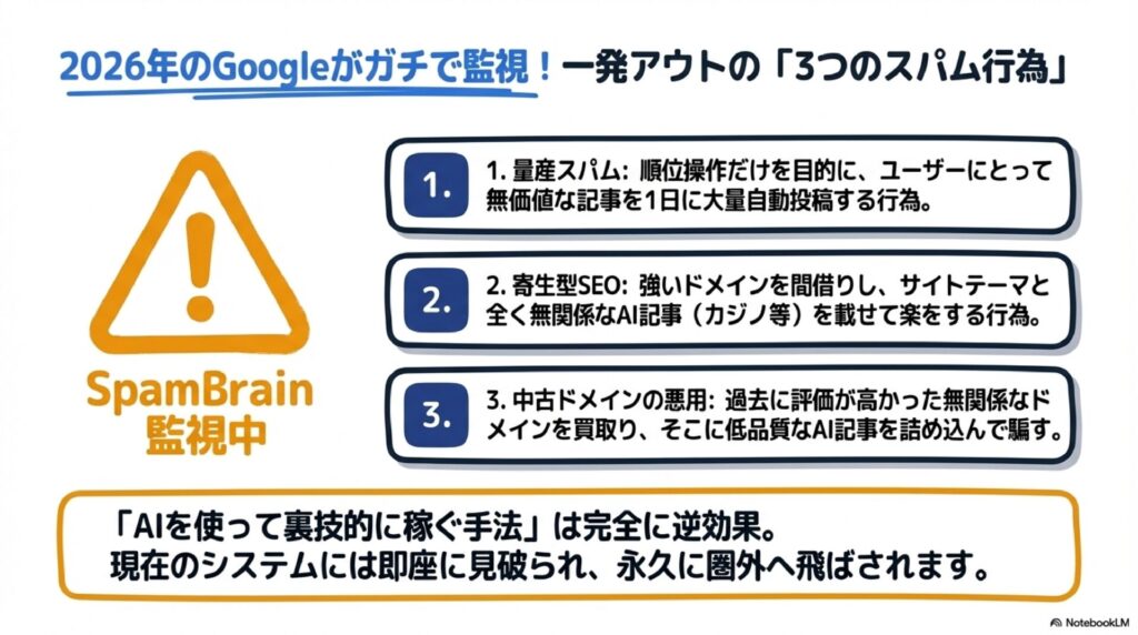 2026年のGoogleがガチで監視！一発アウトの「3つのスパム行為」