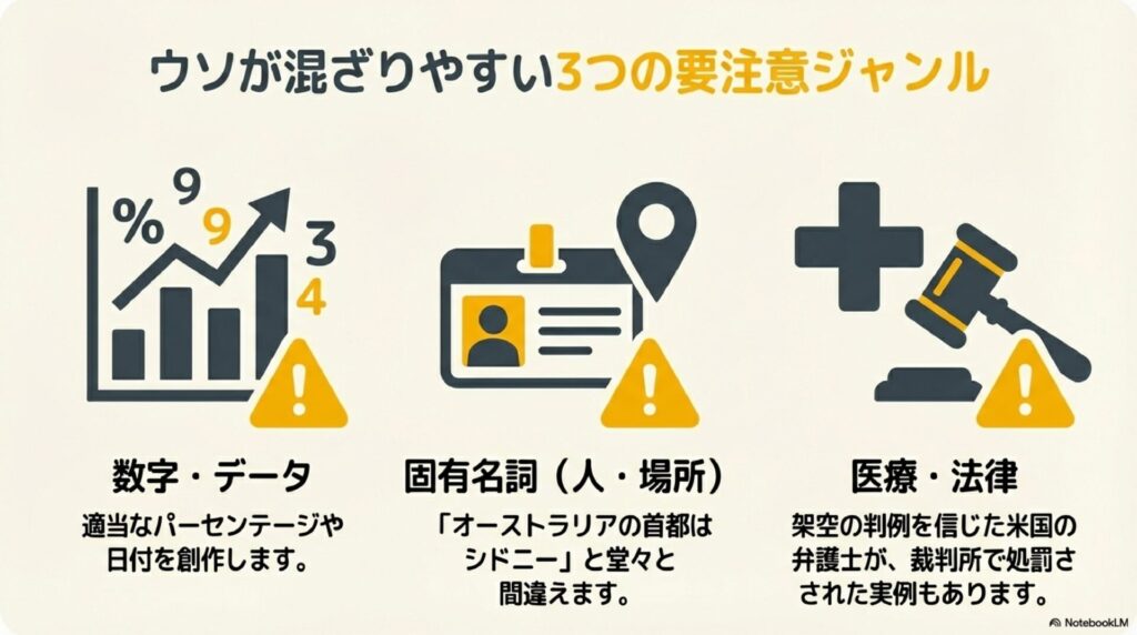【要警戒】AIが嘘をつきやすい「高リスク」な情報ジャンル