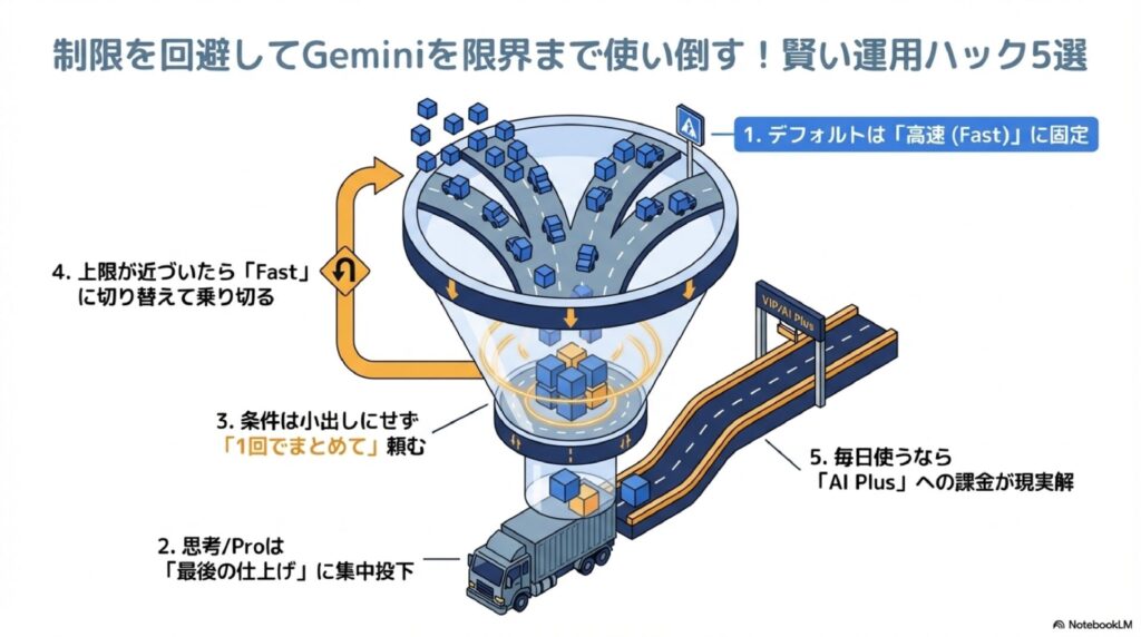 制限を回避してGeminiを限界まで使い倒す！賢い運用ハック5選
