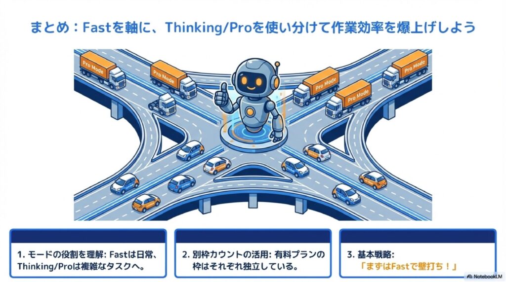 まとめ：Fastを軸に、Thinking/Proを使い分けて作業効率を爆上げしよう