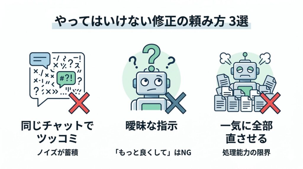 AIと無限ループに陥る「やってはいけない修正の頼み方」3選