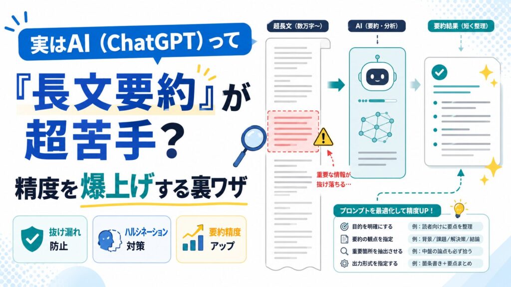 実はAI（ChatGPT）って「長文要約」が超苦手？精度を爆上げする裏ワザ