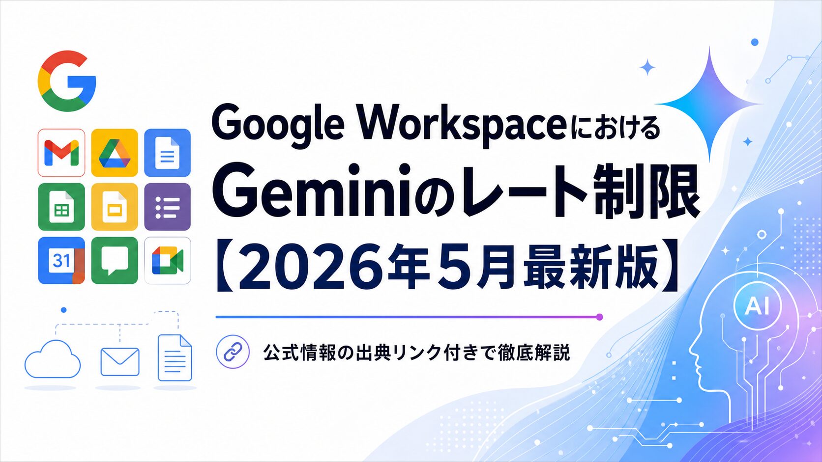Google WorkspaceにおけるGeminiのレート制限【2026年5月最新版】