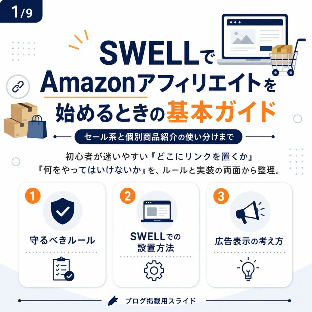 SWELLでAmazonアフィリエイトを始めるときの基本ガイド【セール・個別商品の使い分けまで】
