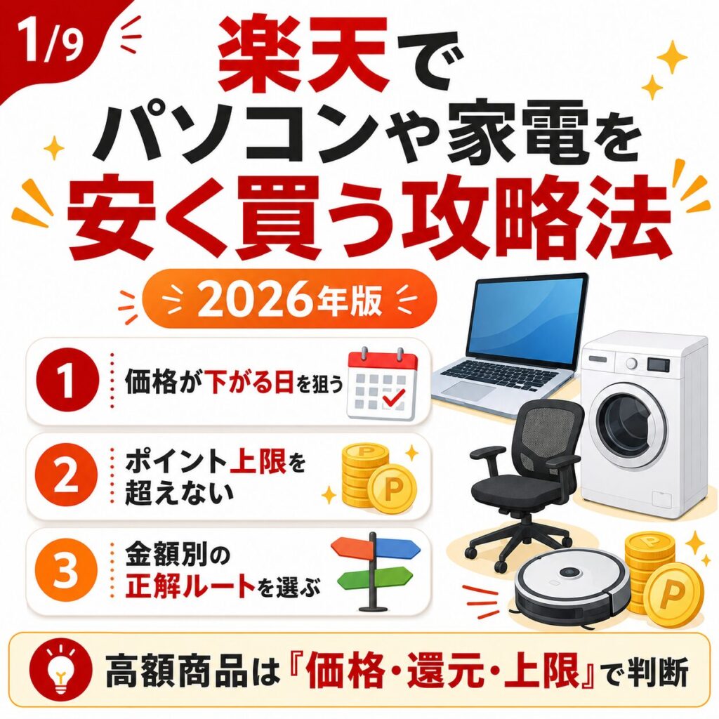 楽天でパソコンや家電を限界まで安く買うワザ！【2026年最新・金額別の攻略法】